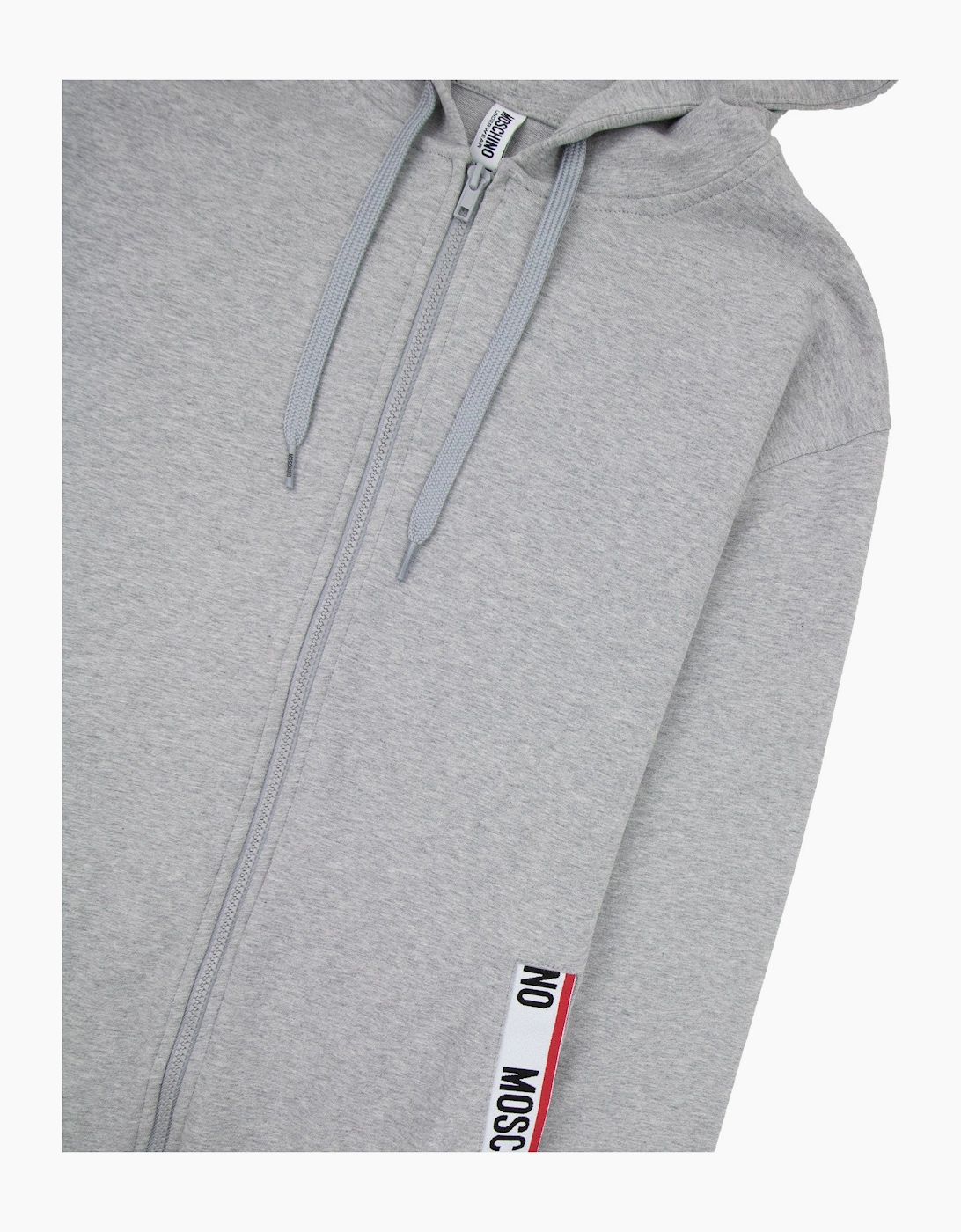Moschino Underwear Pocket Tape Logo Hoody Light Grey