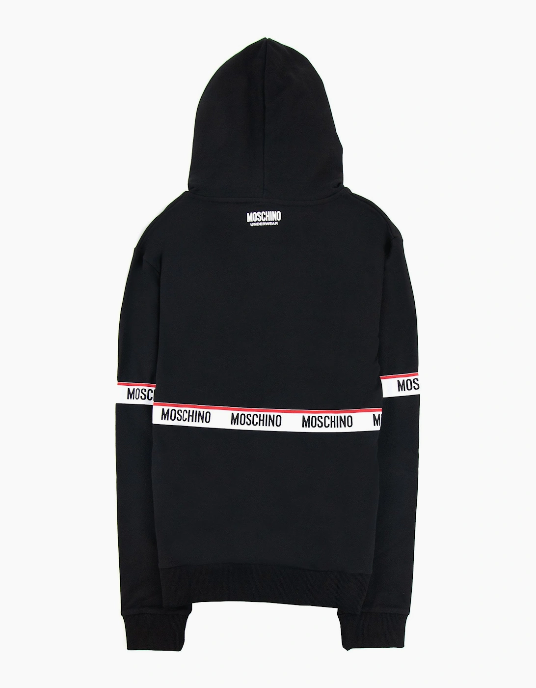 Moschino Underwear Tape Logo Lounge Hooded Sweatshirt Black 0555