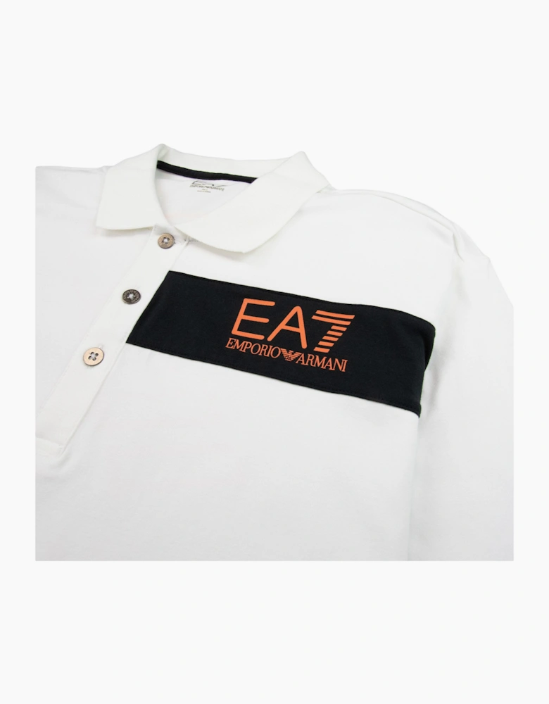 EA7 Chest Stripe 7 Logo Polo Shirt White