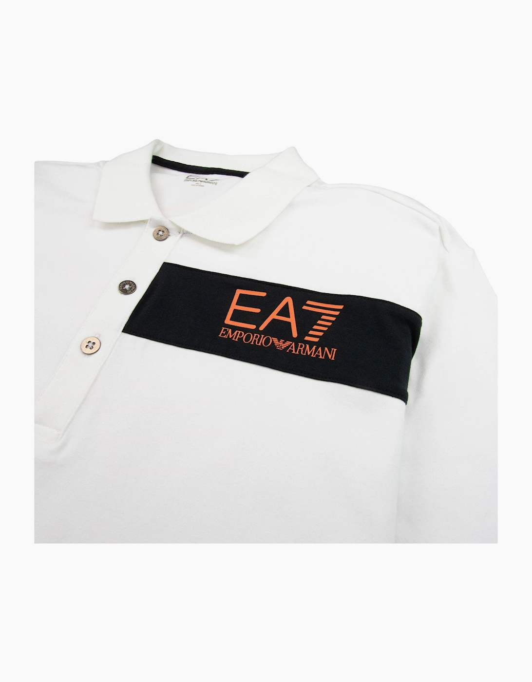 EA7 Chest Stripe 7 Logo Polo Shirt White