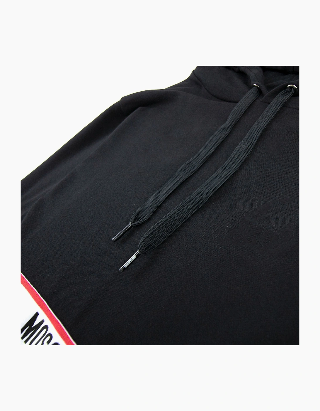 Moschino Underwear Tape Logo Lounge Hooded Sweatshirt Black 0555