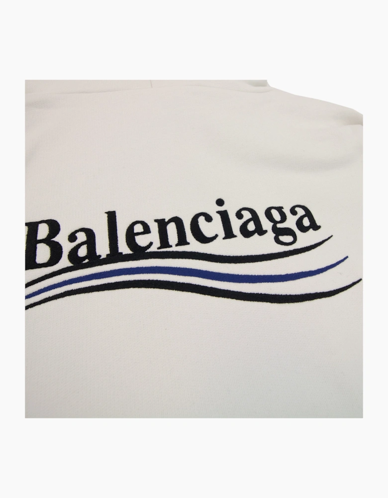 Balenciaga Logo Print Hoodied Sweatshirt White 9084