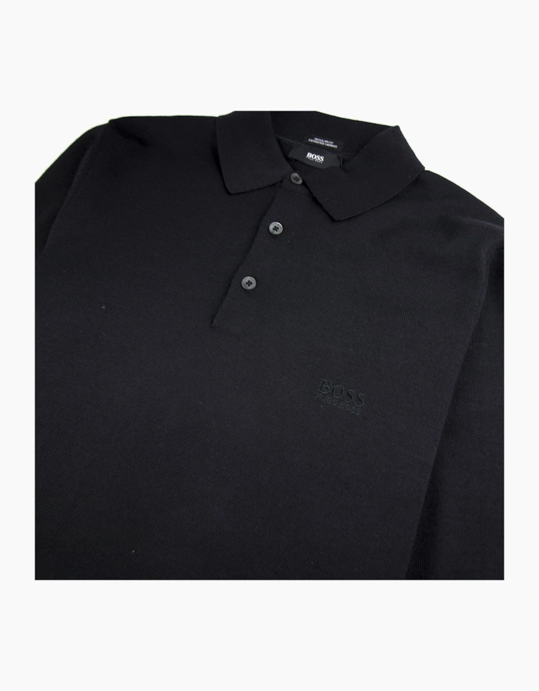 Hugo Boss Banet-B Long Sleeve Knitted Polo Black