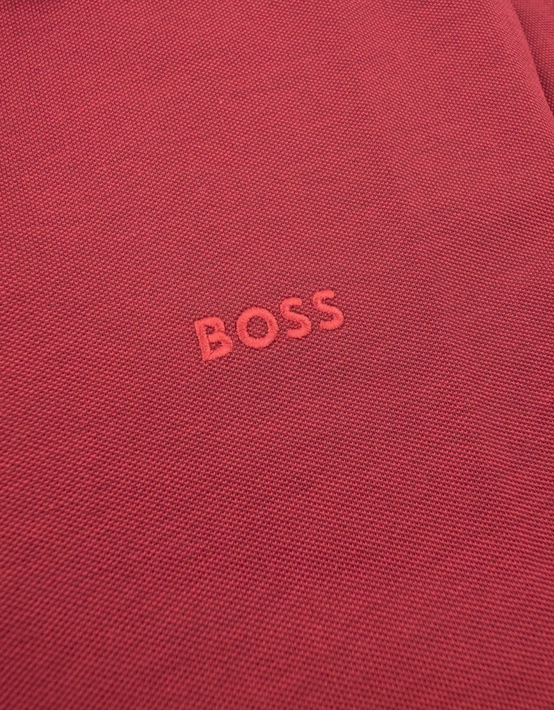 Hugo Boss Paule 4 Slim Fit Branded Placket Polo Burgundy 654