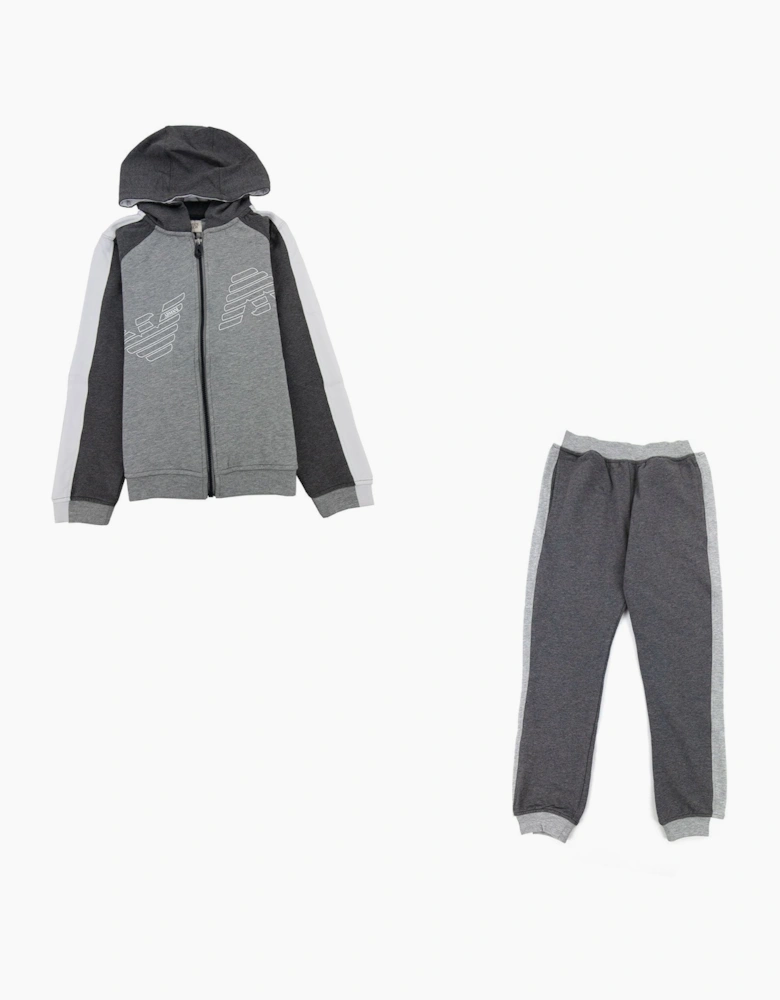 Armani Junior Eagle Logo Tracksuit Melange Grigio