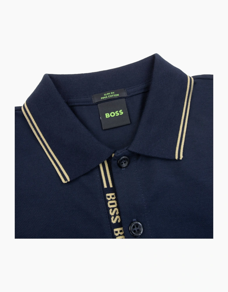 Hugo Boss Paule 4 Slim Fit Branded Placket Polo Navy 403
