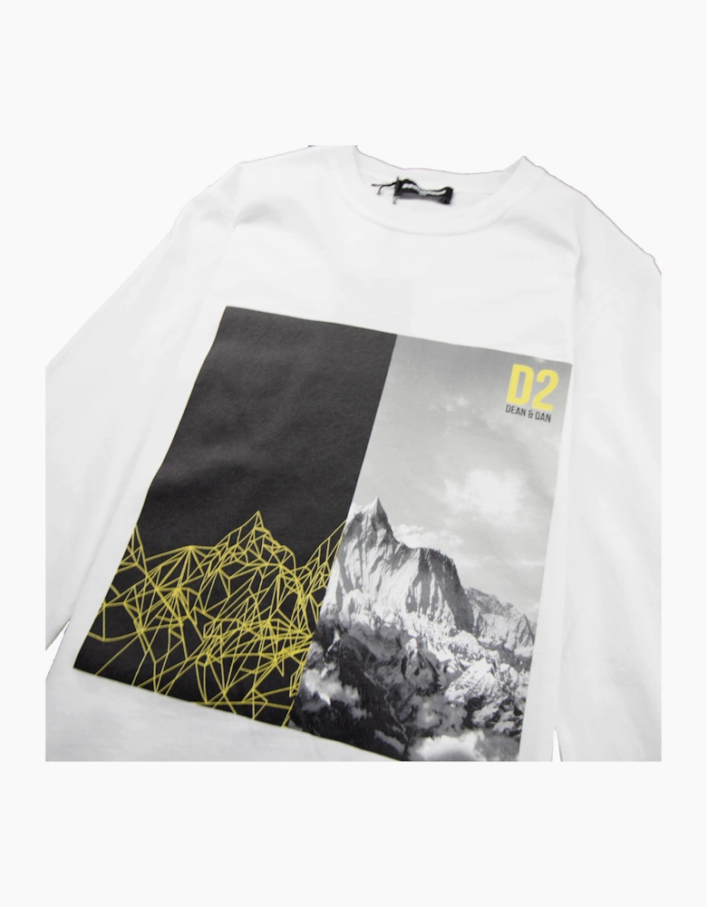 Dsquared2 Kids Long Sleeve Mountain T-shirt White