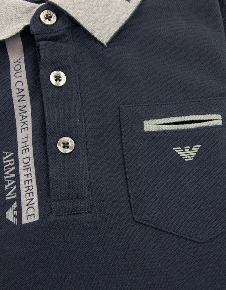 Armani Junior Eagle Logo L/s Polo Shirt Navy