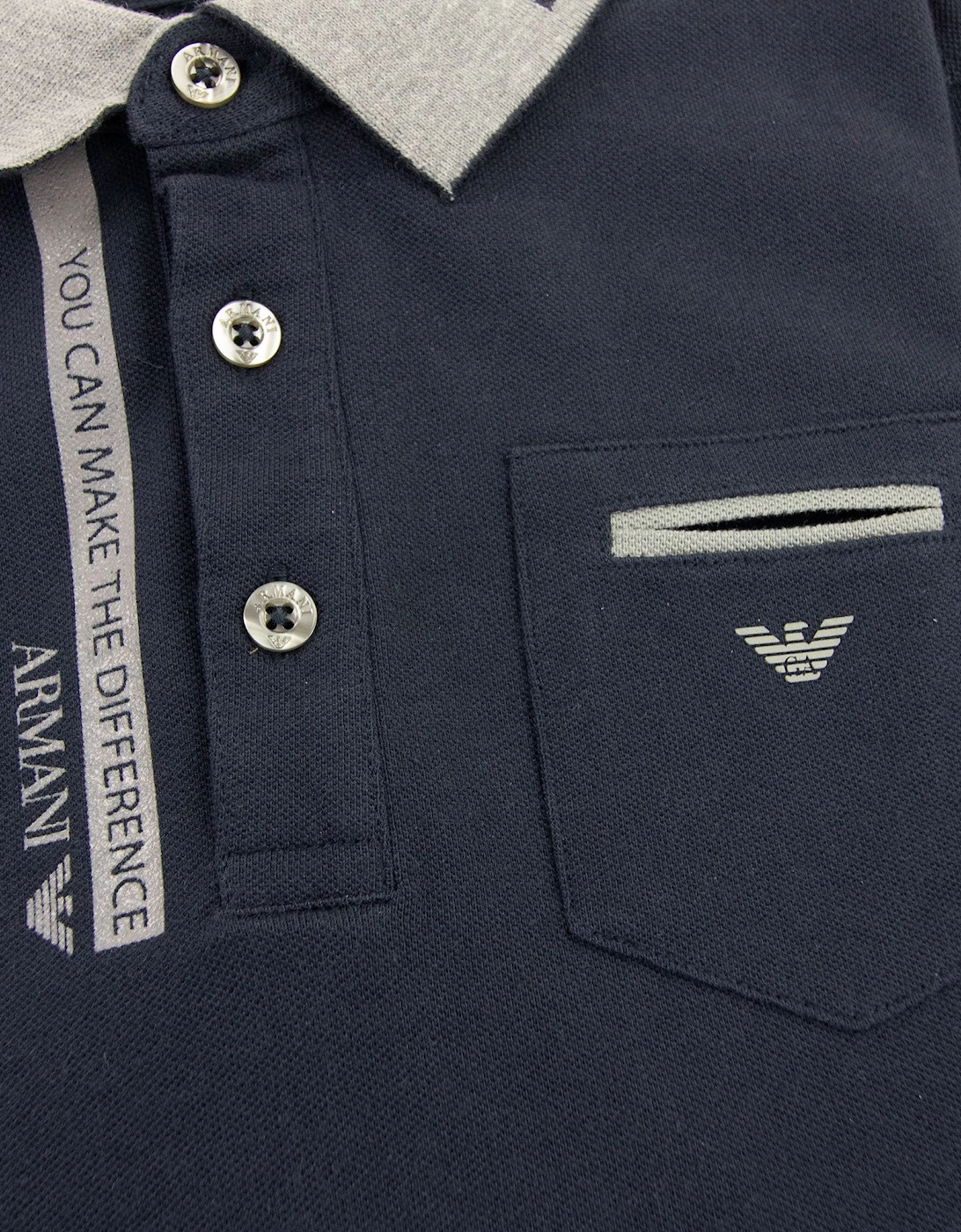 Armani Junior Eagle Logo L/s Polo Shirt Navy