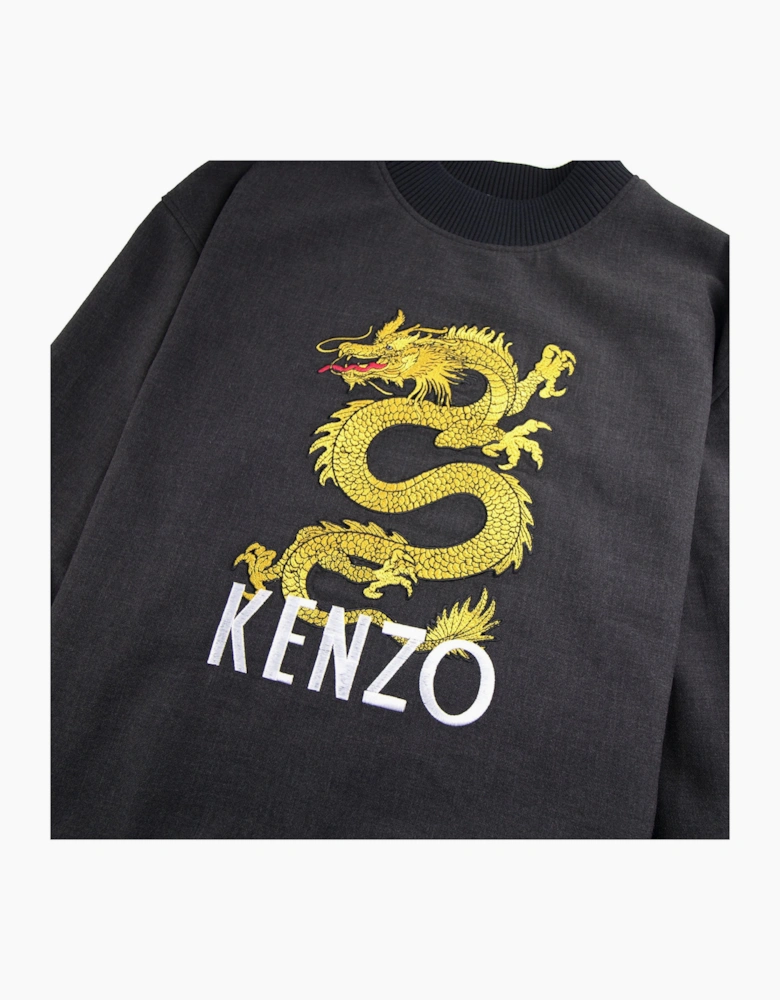 Kenzo Dragon Woven Sweatshirt Dark Grey