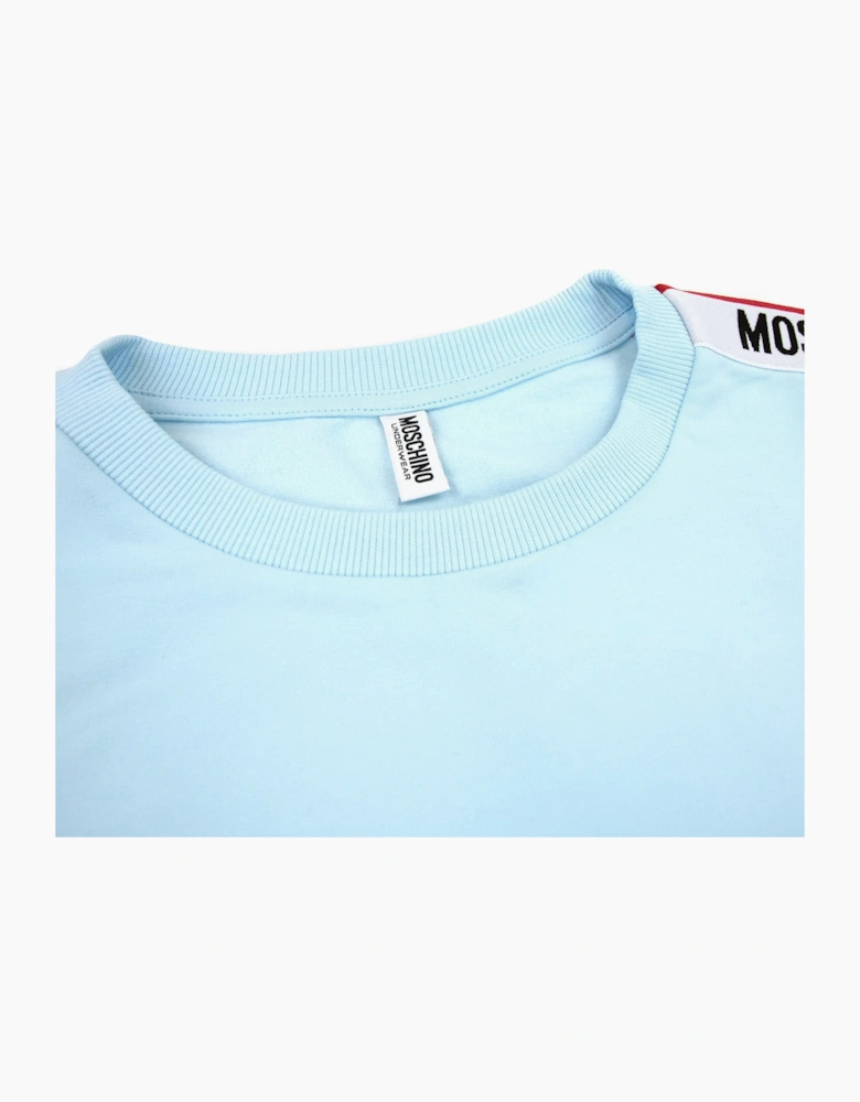 Moschino Underwear Tape Logo Crew Neck Sweatshirt Sky Blue 0332