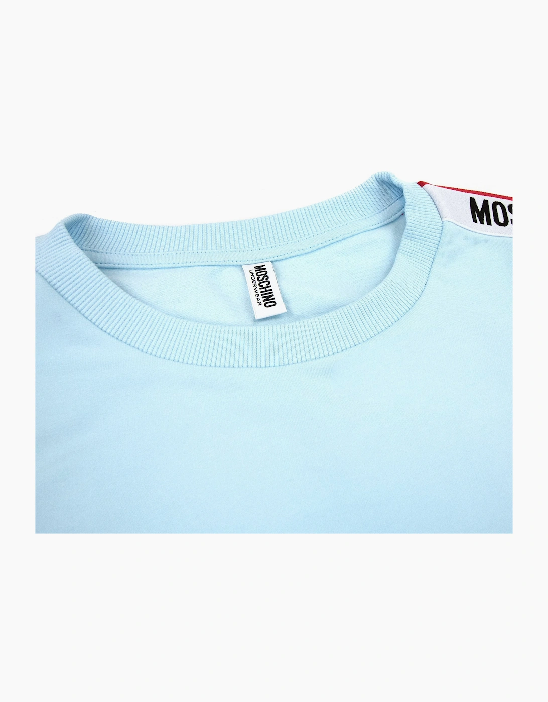 Moschino Underwear Tape Logo Crew Neck Sweatshirt Sky Blue 0332
