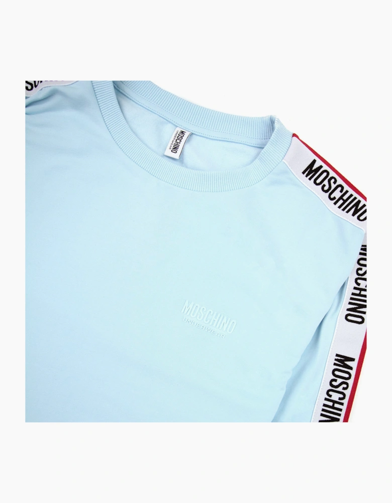 Moschino Underwear Tape Logo Crew Neck Sweatshirt Sky Blue 0332