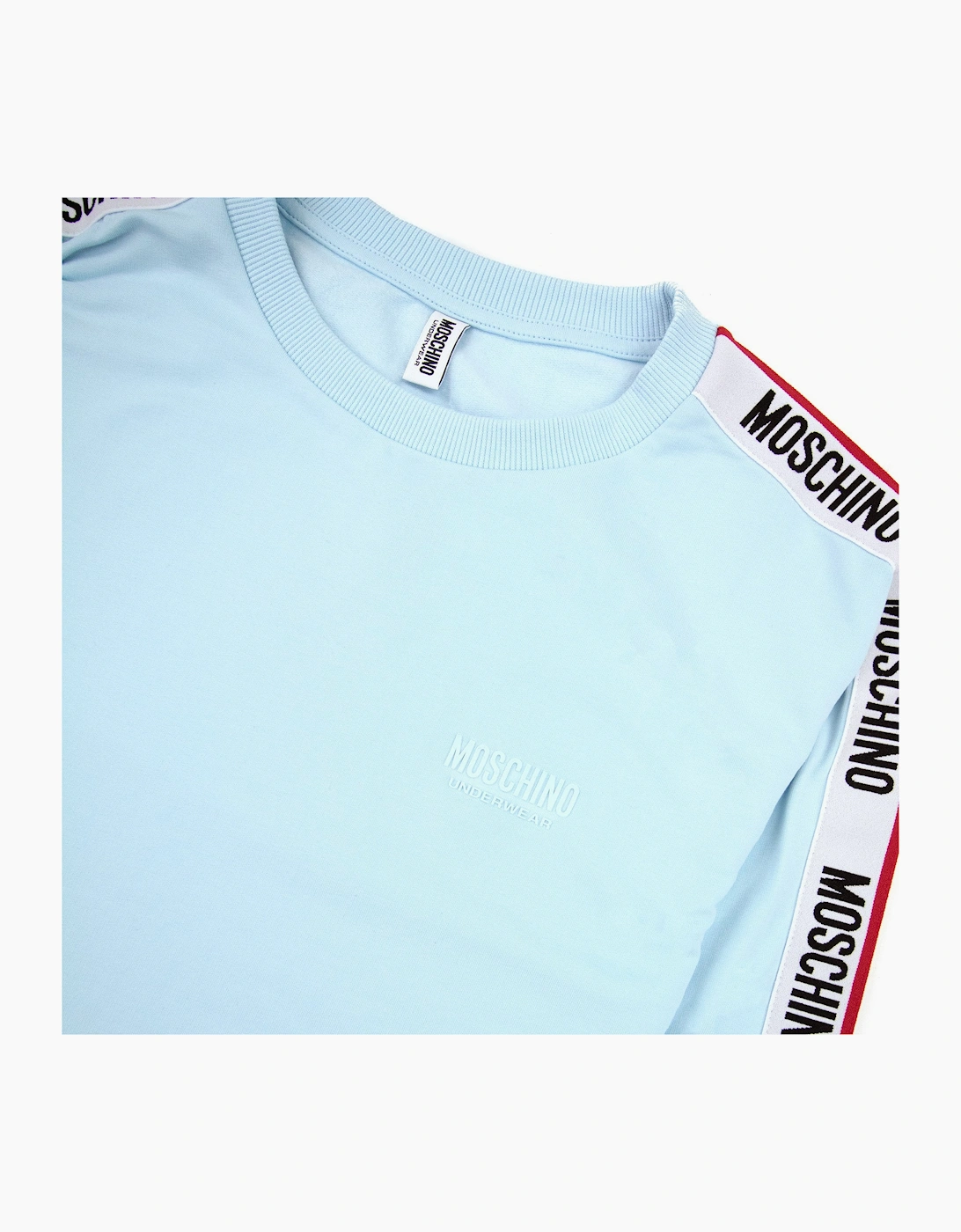 Moschino Underwear Tape Logo Crew Neck Sweatshirt Sky Blue 0332