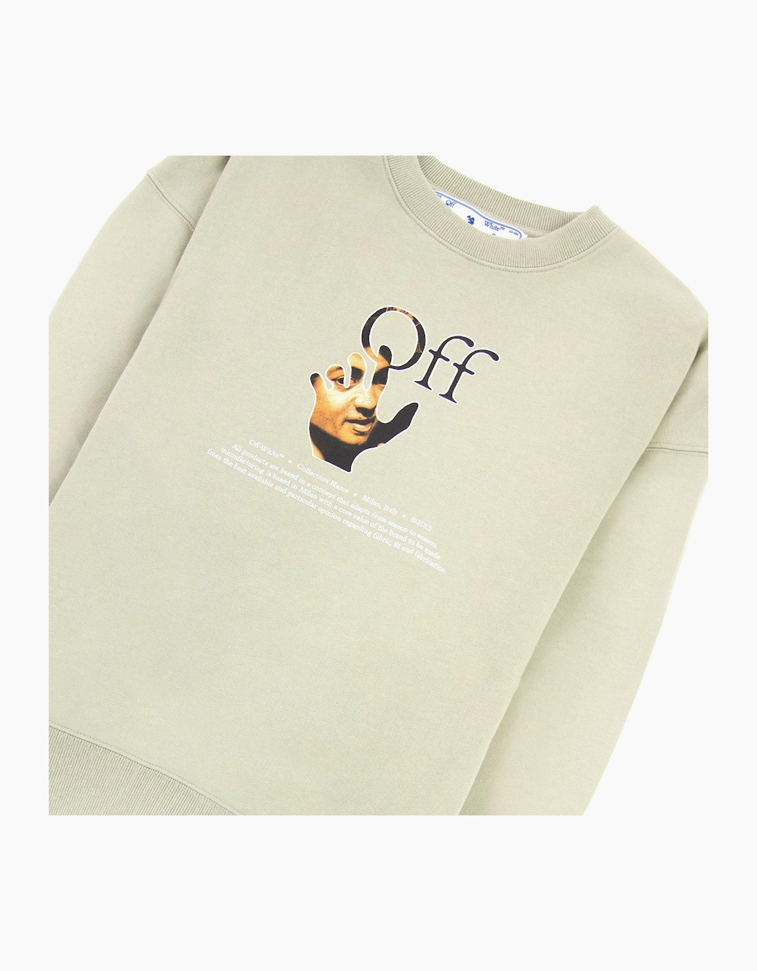 Off White Carav Hand Over Crewneck Sweatshirt Abbey Stone