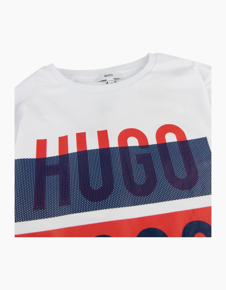 Hugo Boss Kids Printed Logo L/s T Shirt White