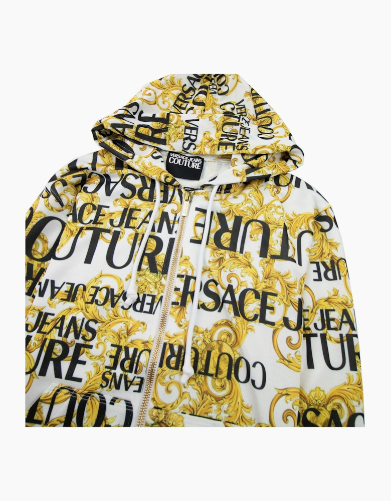 Versace Jeans Couture Baroque Print Zip Hoody White