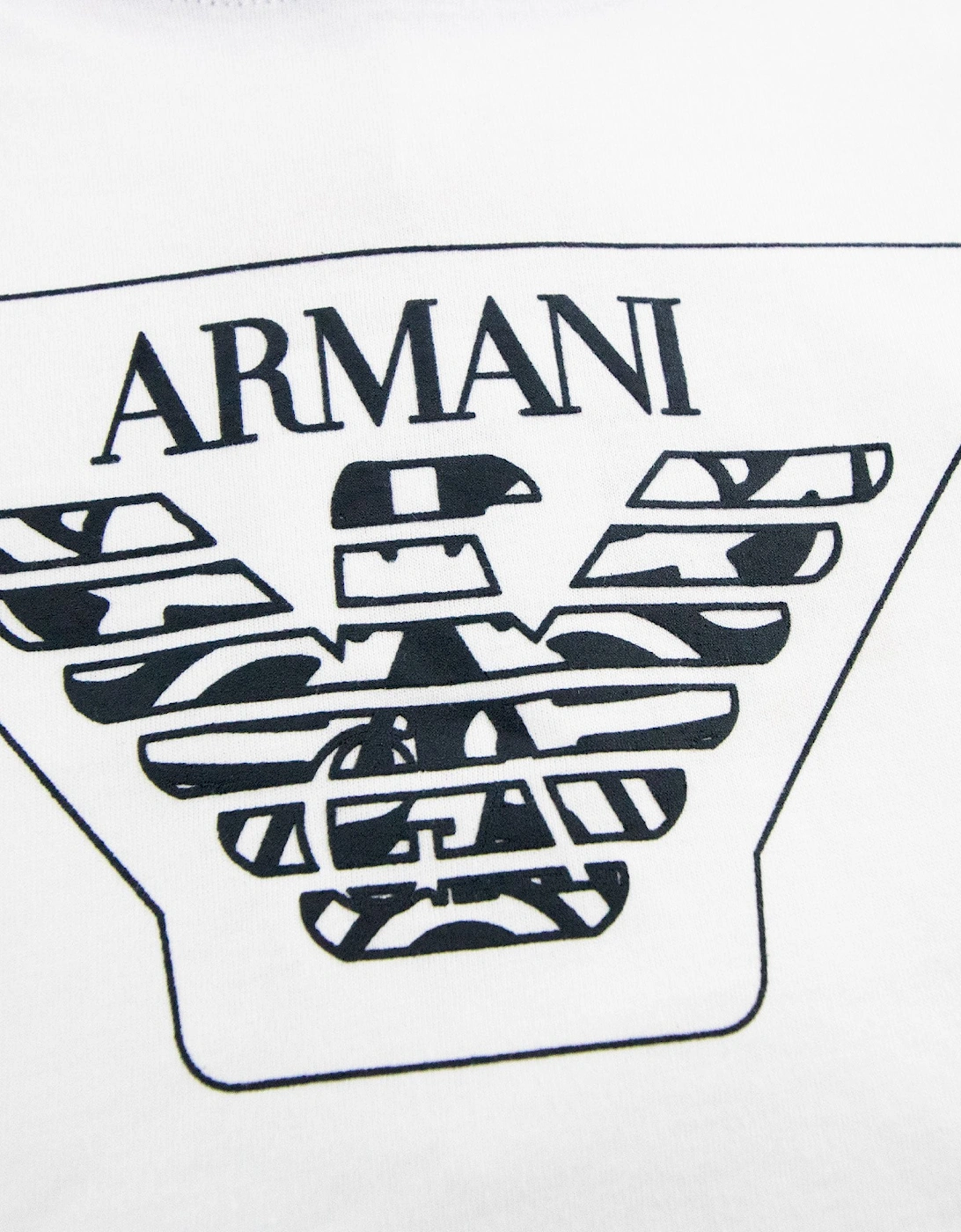 Armani Junior Big Eaagle Logo T Shirt Bianco