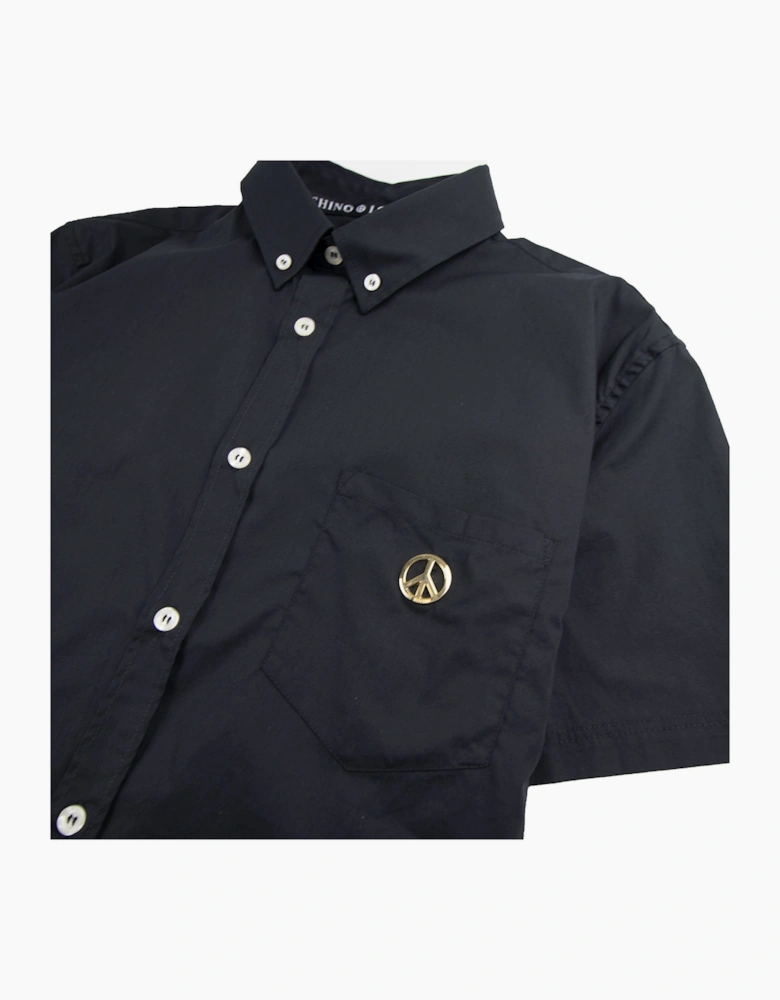 Love Moschino Short Sleeve Shirt Pocket Badge Black