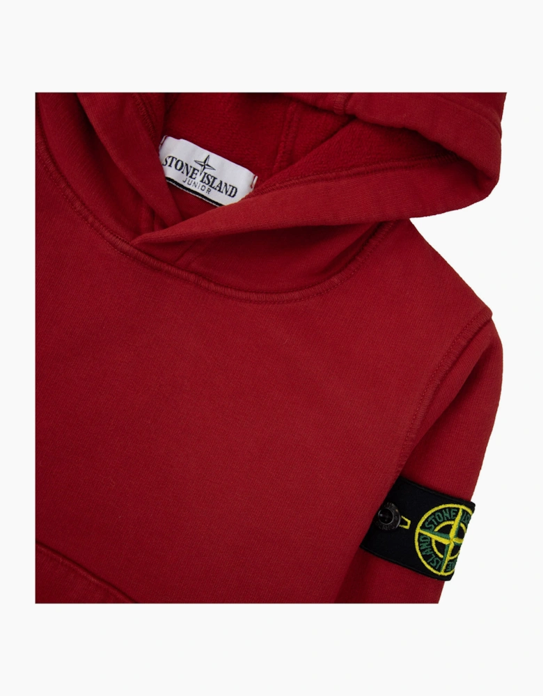 Stone Island Junior Arm Badge Hooded Sweatshirt Red V0010