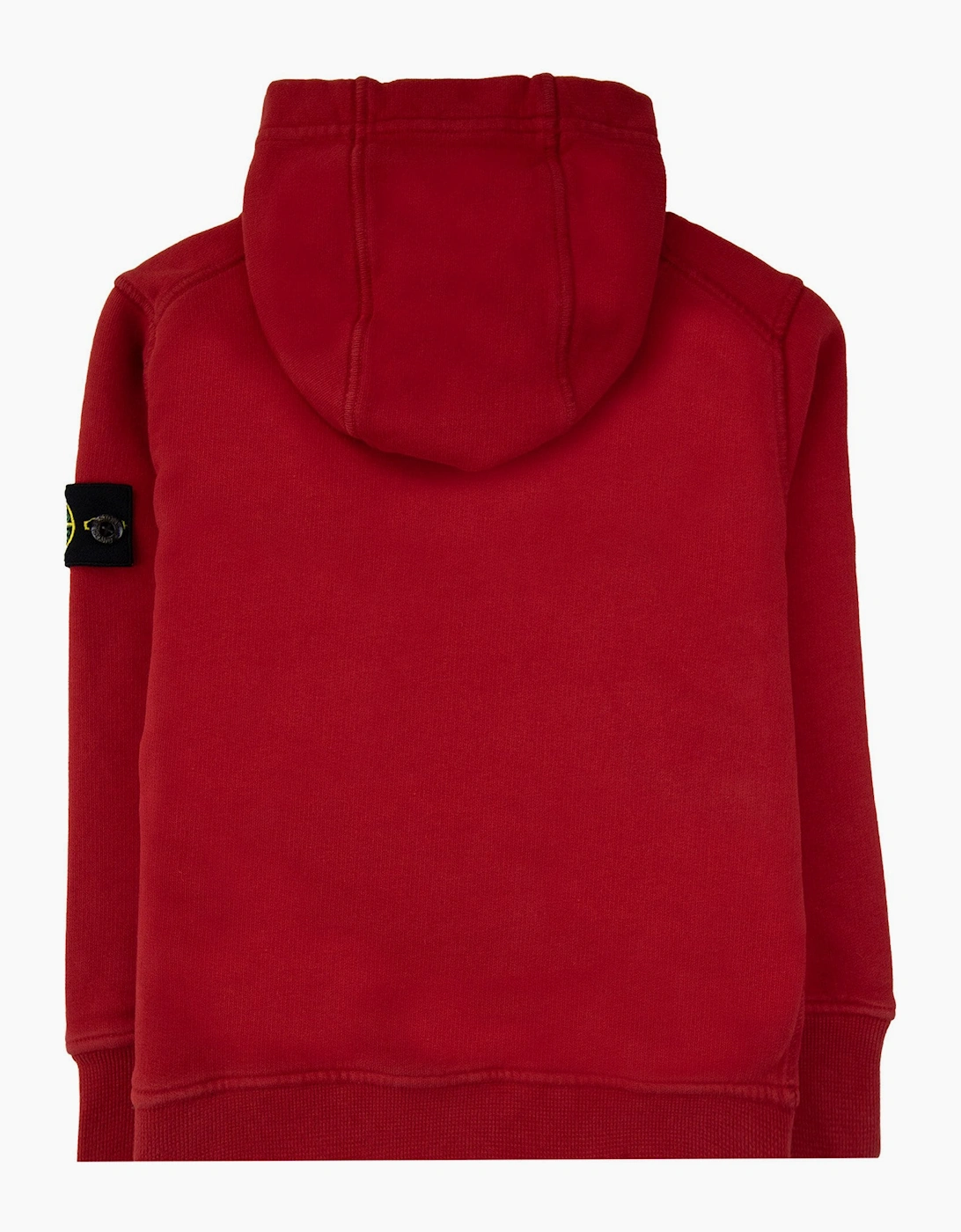Stone Island Junior Arm Badge Hooded Sweatshirt Red V0010