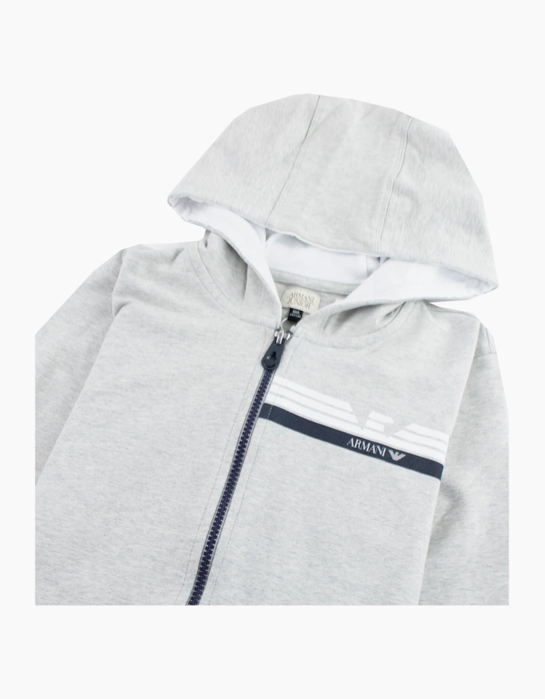 Armani Junior Logo Zipped Sweatshirt Grey