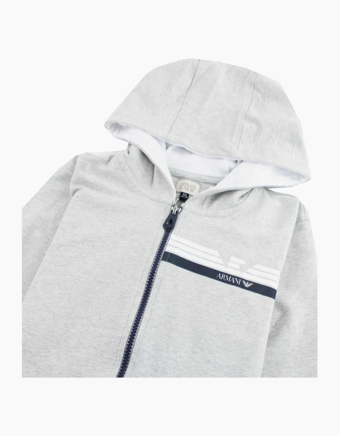 Armani Junior Logo Zipped Sweatshirt Grey