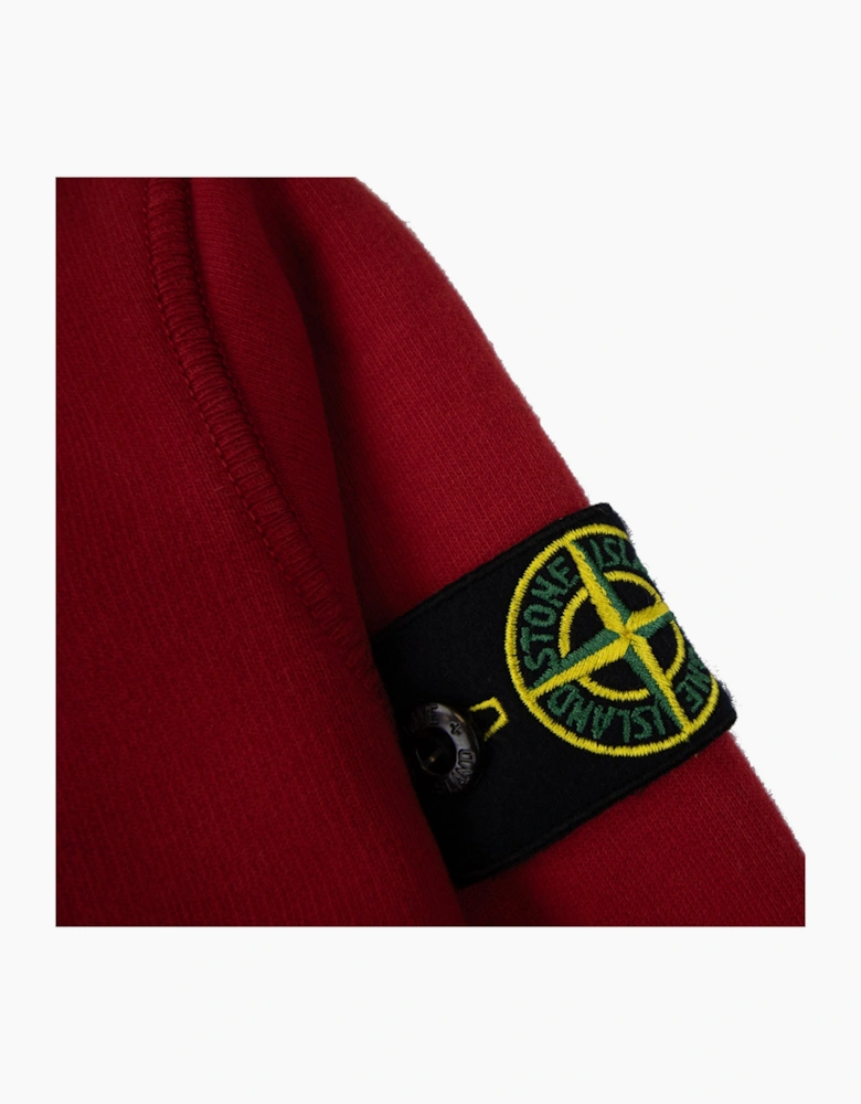 Stone Island Junior Arm Badge Hooded Sweatshirt Red V0010