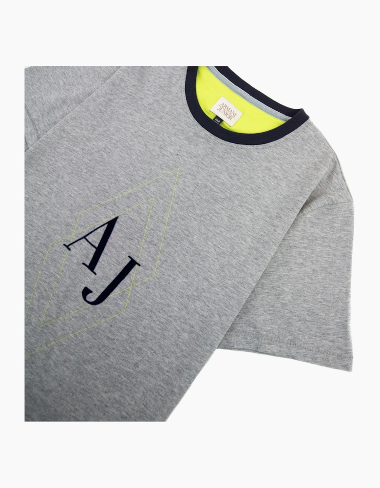 Armani Junior Aj Logo Crewneck T Shirt Grey Melange