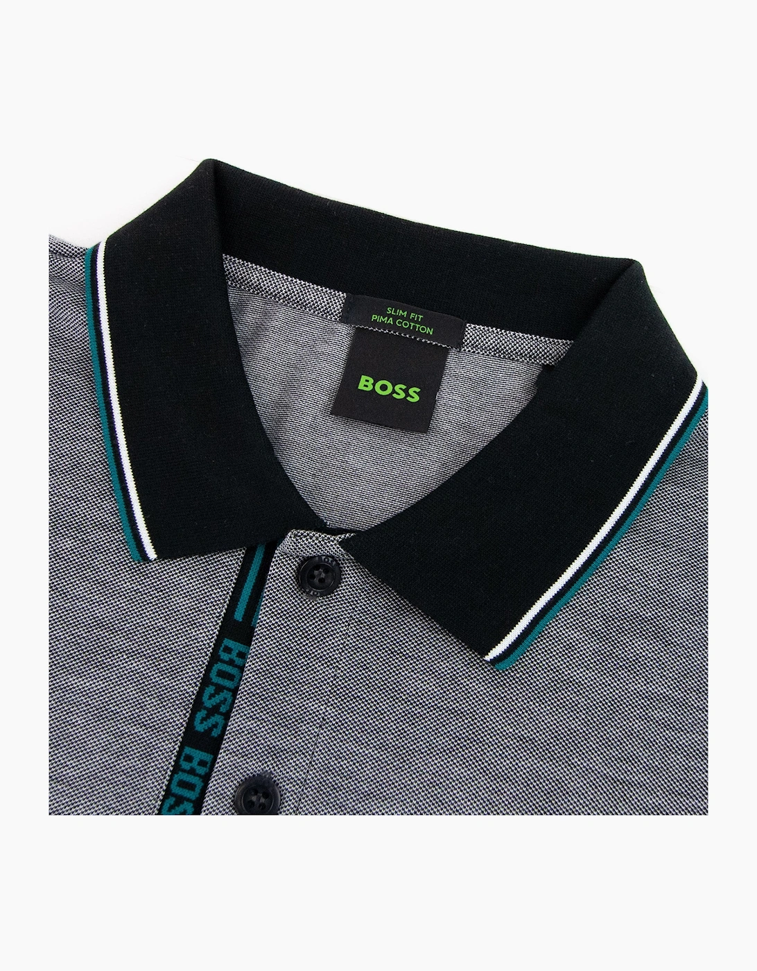 Hugo Boss Paule 4 Slim Fit Branded Placket Polo Grey 002