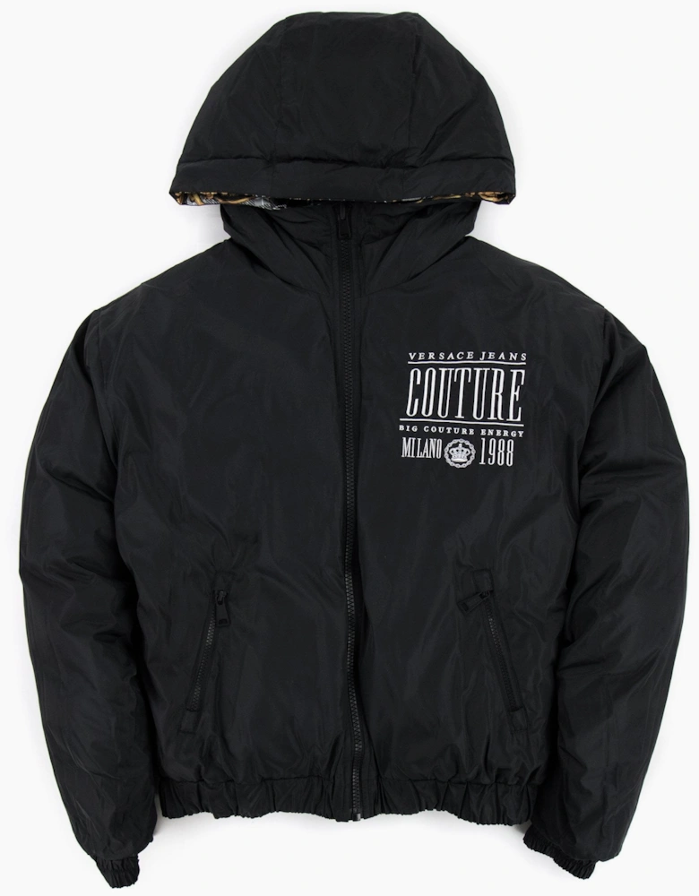 Versace Jeans Couture Baroque Reversible Padded Jacket Black