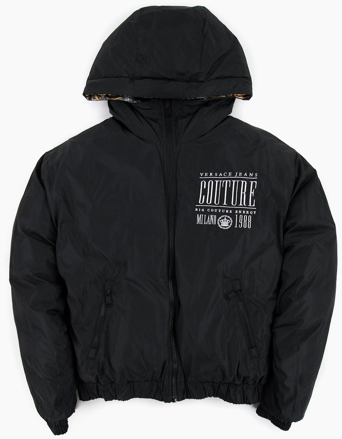 Versace Jeans Couture Baroque Reversible Padded Jacket Black