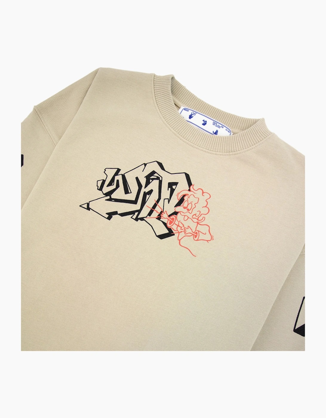 Off White Graff Outline Over Crewneck Sweatshirt Dark Sand/black