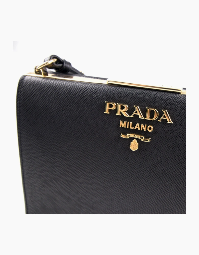 Prada Light Frame Saffiano Leather Bag Black