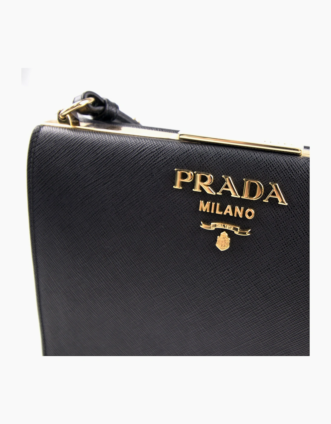 Prada Light Frame Saffiano Leather Bag Black