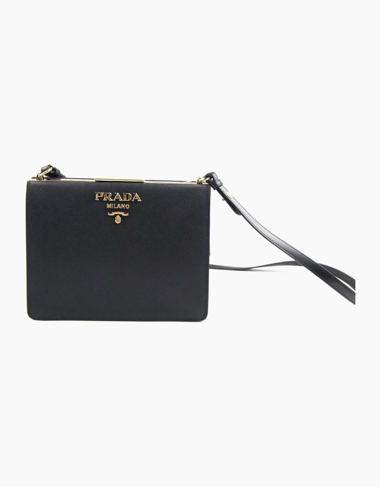 Prada Light Frame Saffiano Leather Bag Black
