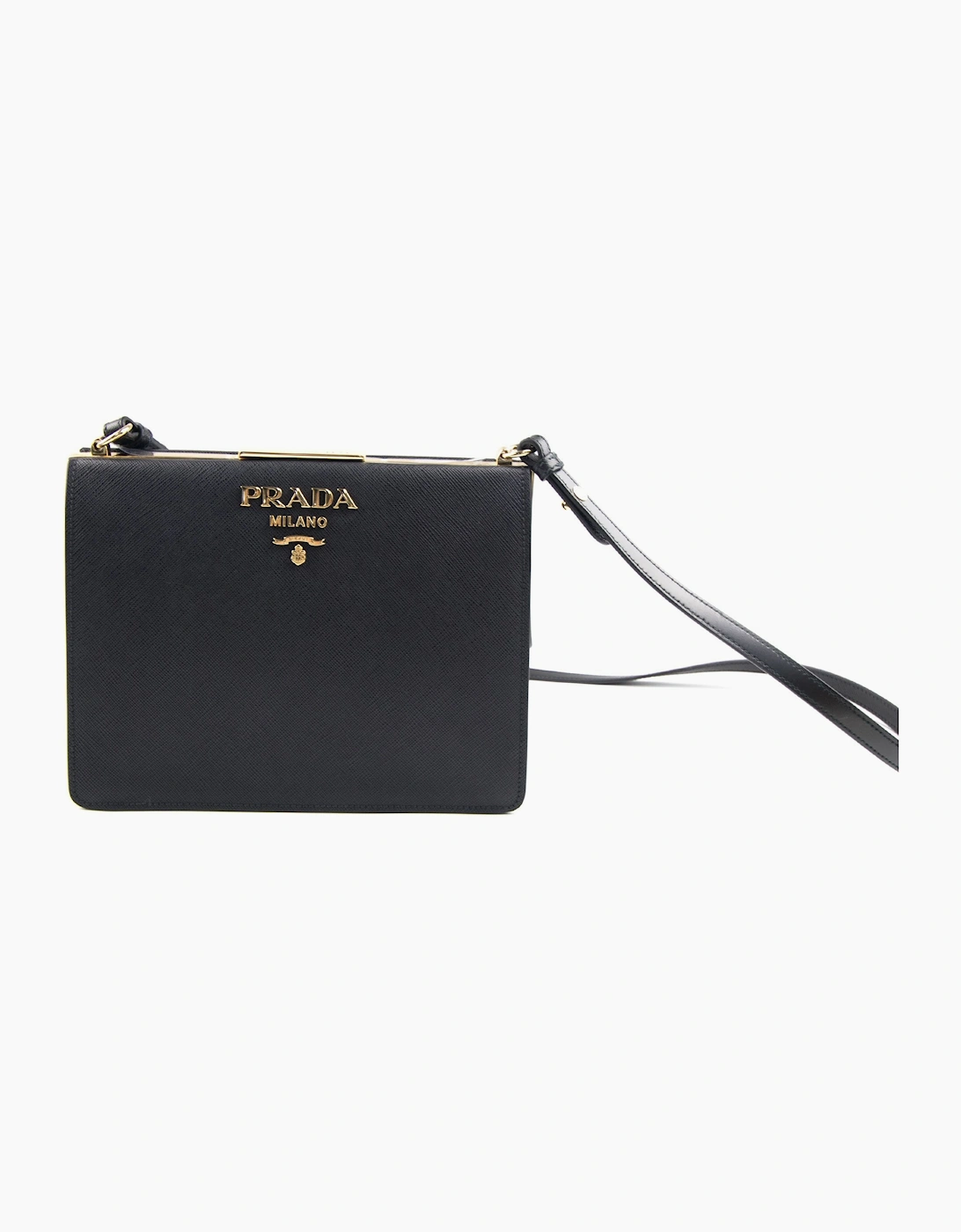 Prada Light Frame Saffiano Leather Bag Black