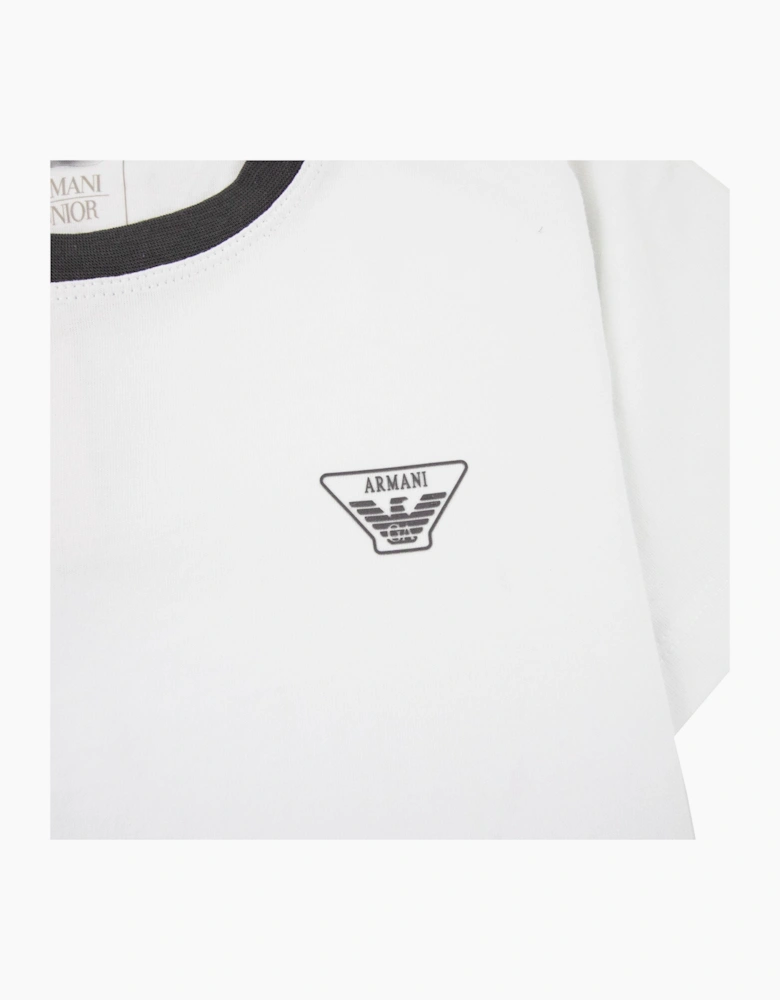 Armani Junior Rubber Logo S/s Crew T Shirt Bianco
