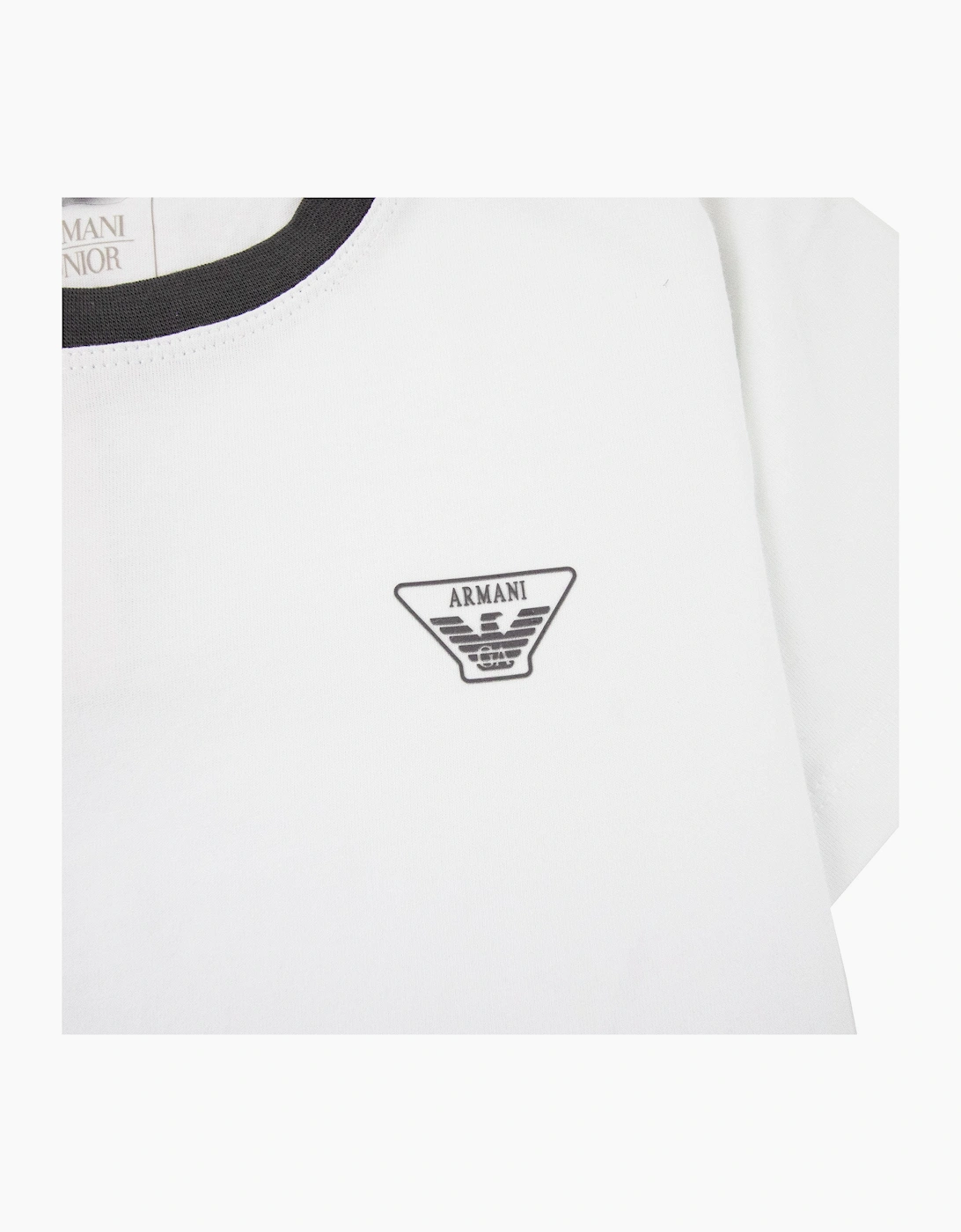 Armani Junior Rubber Logo S/s Crew T Shirt Bianco