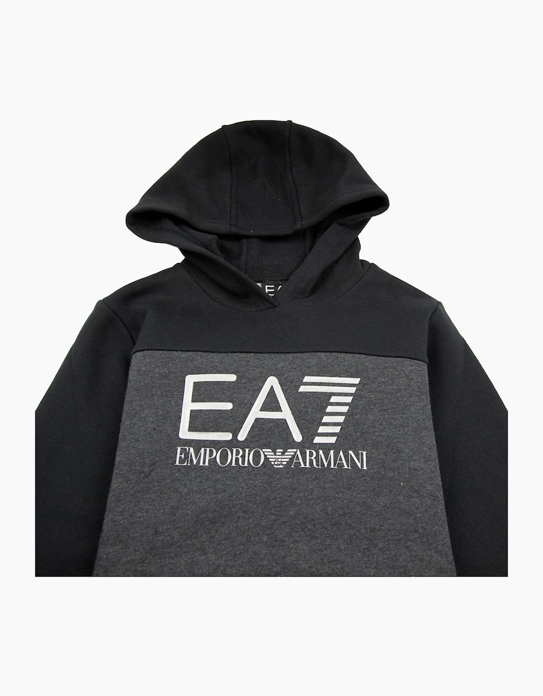 EA7 Junior Large Logo Pullover Hoody Black/Grey