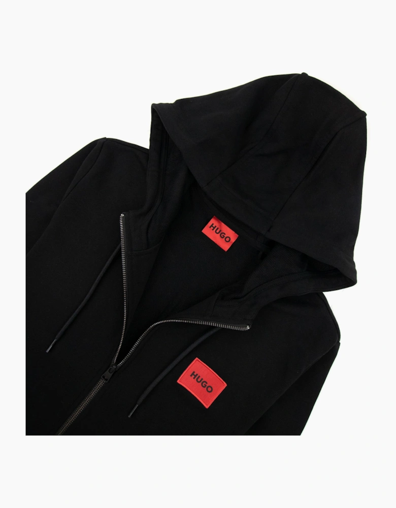 Hugo Daple212 Patch Logo Zip Up Sweatshirt Black 001