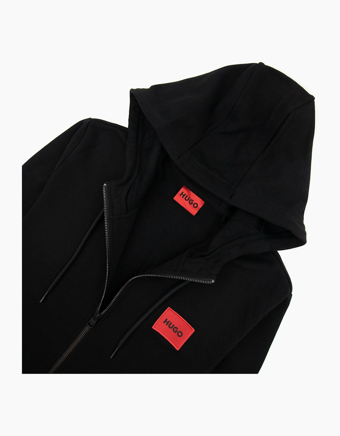 Hugo Daple212 Patch Logo Zip Up Sweatshirt Black 001