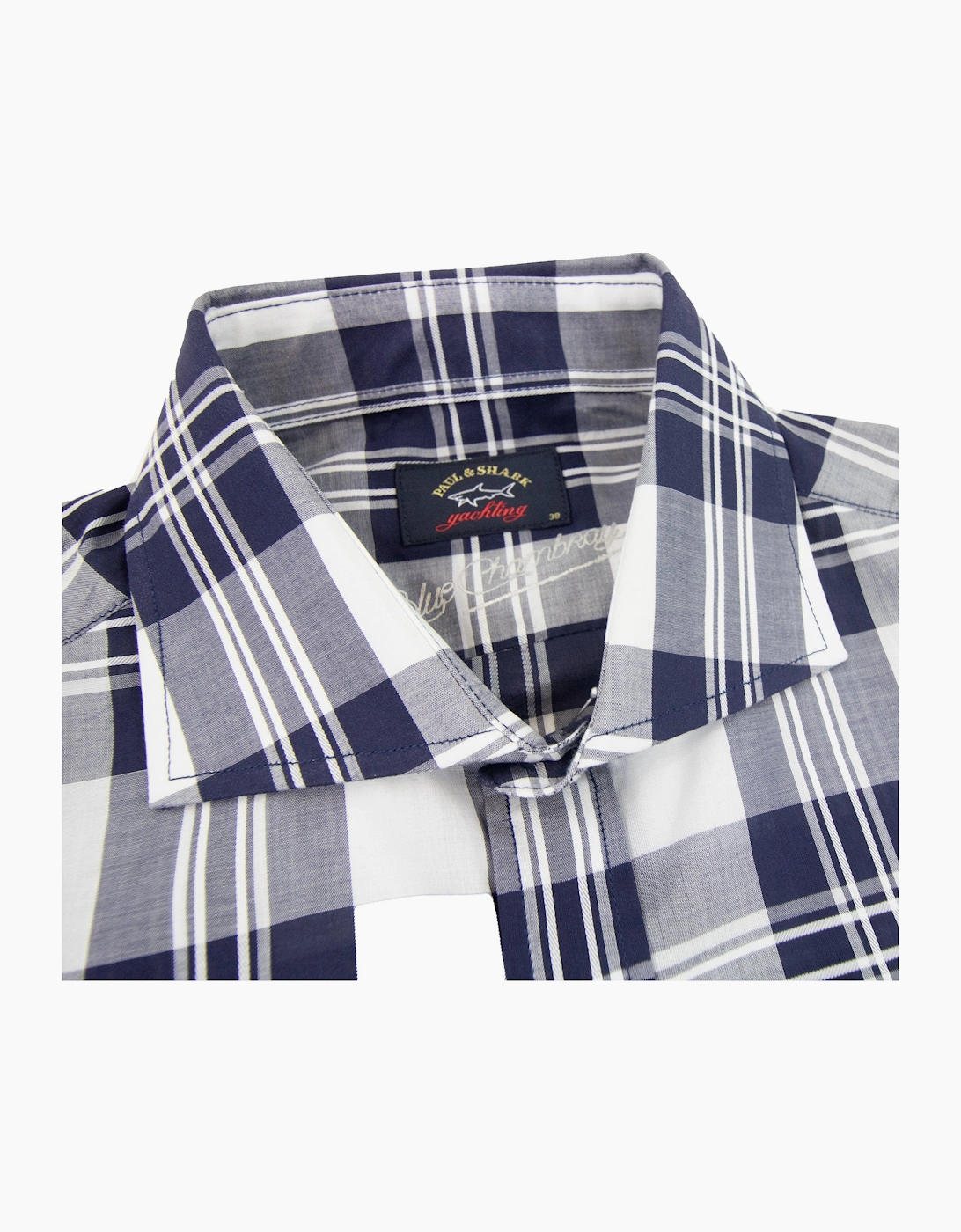 Paul And Shark Cotton Twill Sport Shirt Blue Tartan