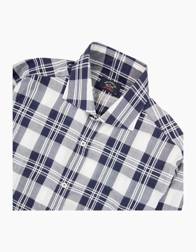 Paul And Shark Cotton Twill Sport Shirt Blue Tartan