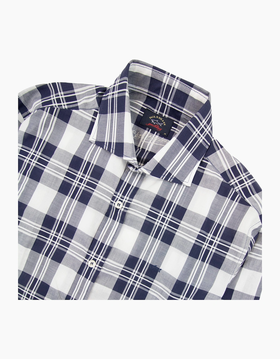 Paul And Shark Cotton Twill Sport Shirt Blue Tartan