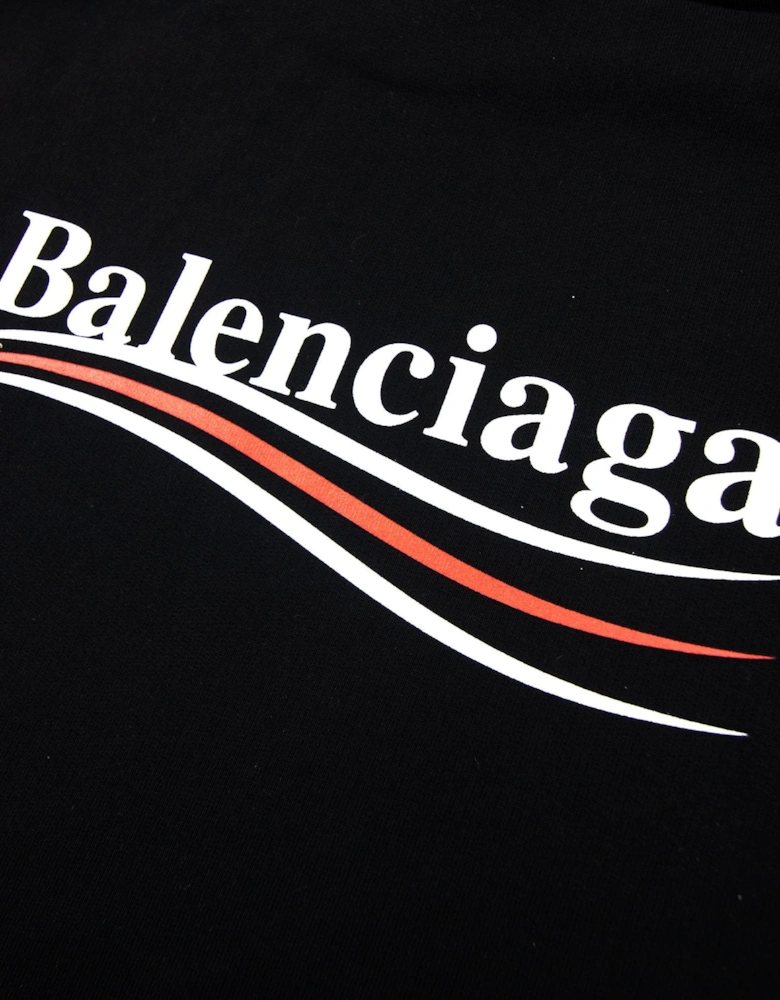 Balenciaga Logo Print Hooded Sweatshirt Black 1070
