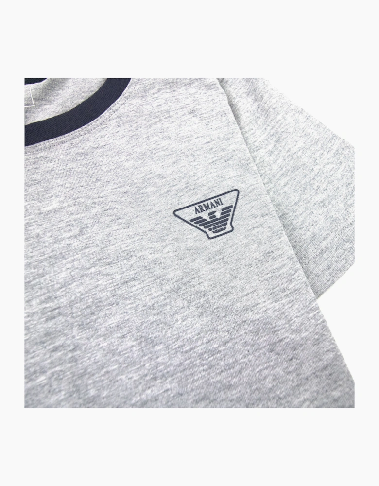 Armani Junior Rubber Logo S/s Crew T Shirt Melange Grigio
