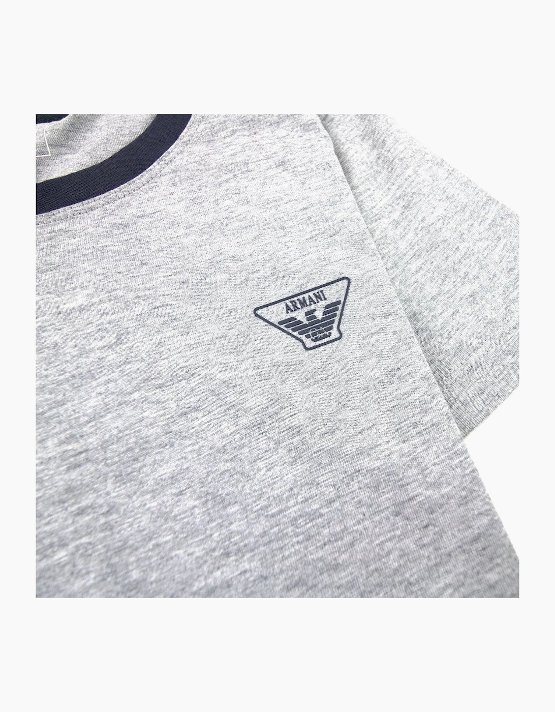 Armani Junior Rubber Logo S/s Crew T Shirt Melange Grigio