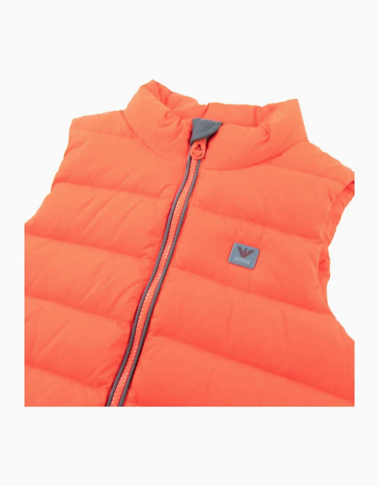 Armani Junior Padded Down Gilet Orange