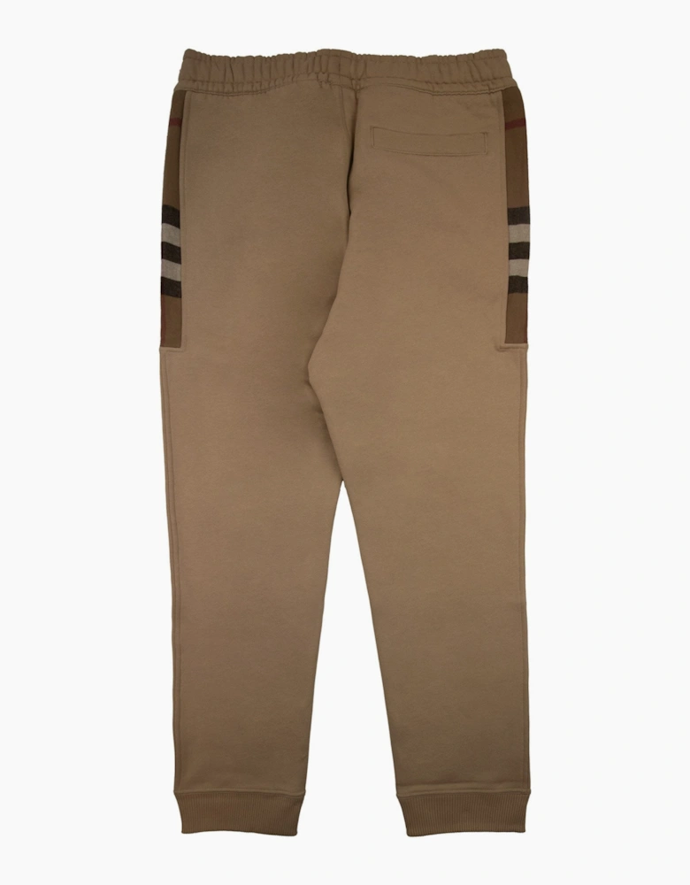 Burberry Check Panel Cotton Jogging Pants Beige
